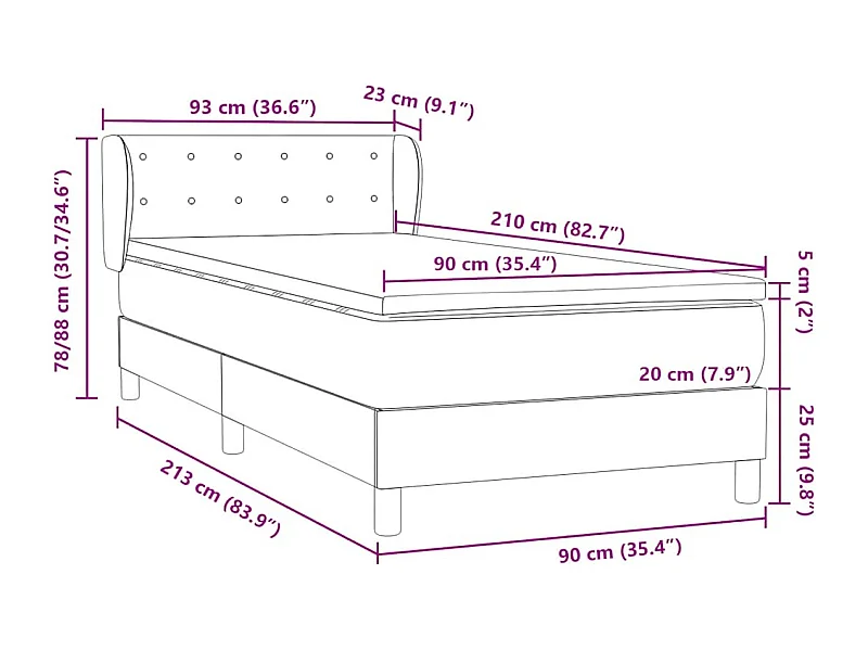 Sommier à lattes de lit et matelas vert foncé 90x210 cm velours