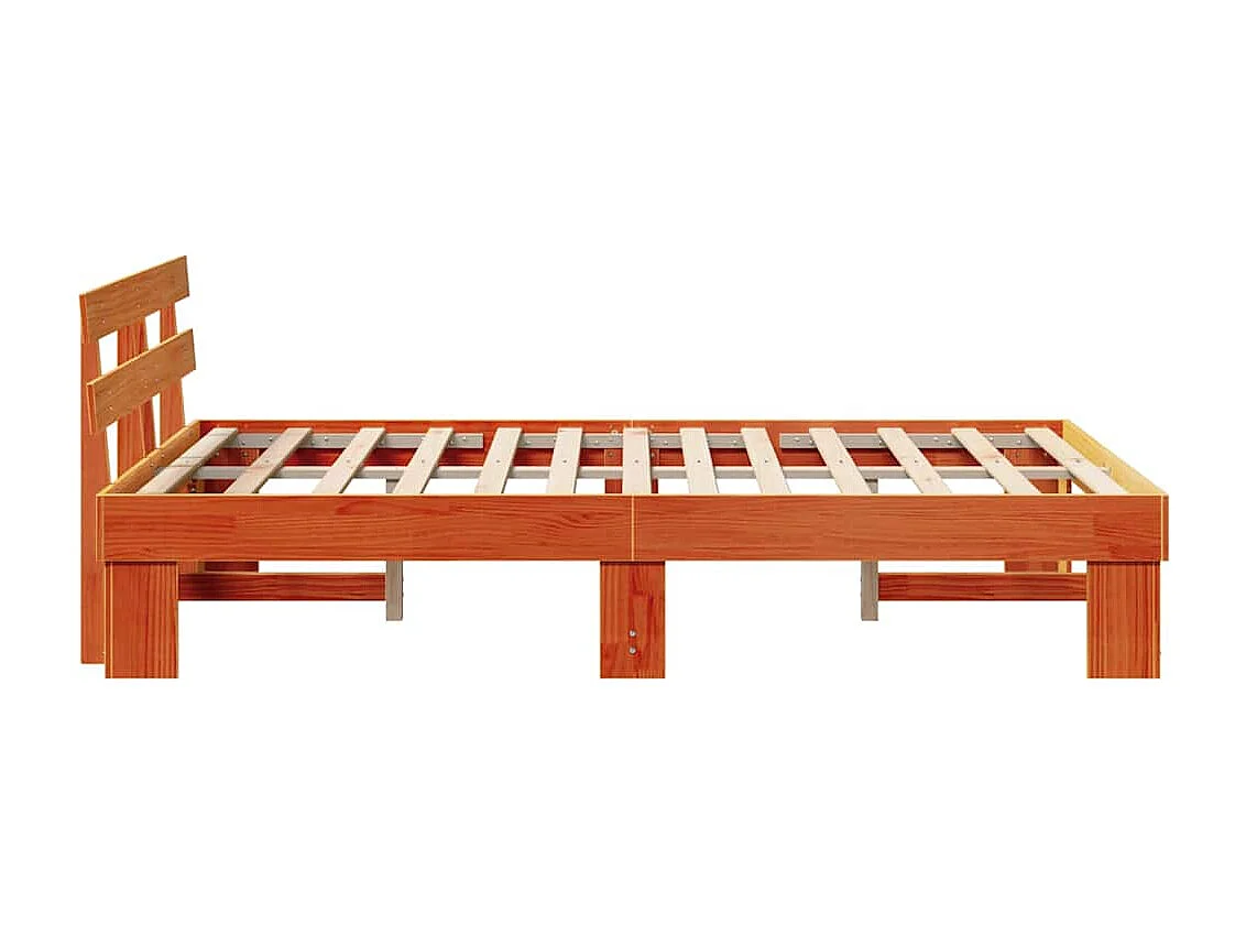Bettrahmen Wachsbraun 135 x 190 cm Massives Kiefernholz