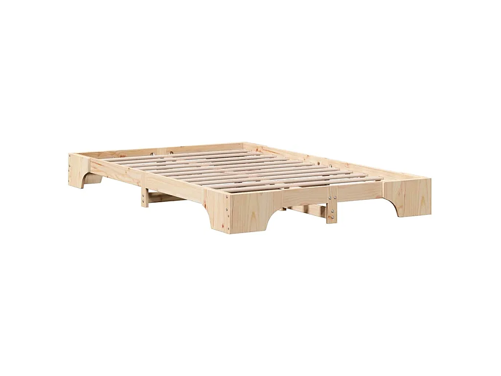 Bettrahmen Natur 120 x 200 cm Massives Kiefernholz