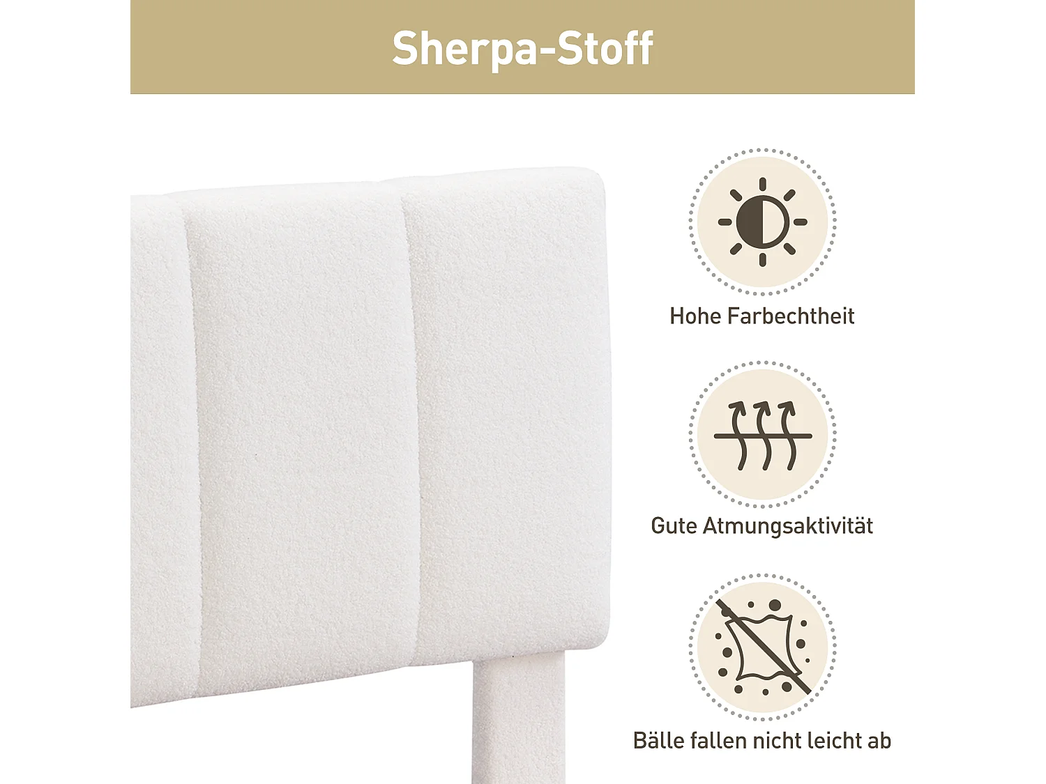 Cama sherpa beige de 140x190 con patas y base de metal, diseño moderno y confortable