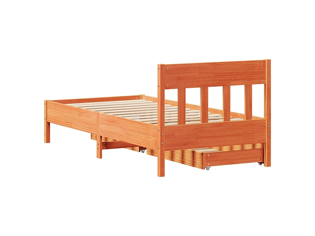 Cadre de lit sans matelas cire marron 90x200 cm bois pin massif