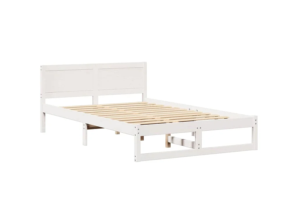 Cadre de lit avec tête de lit Blanc 135 x 190 cm Pin massif