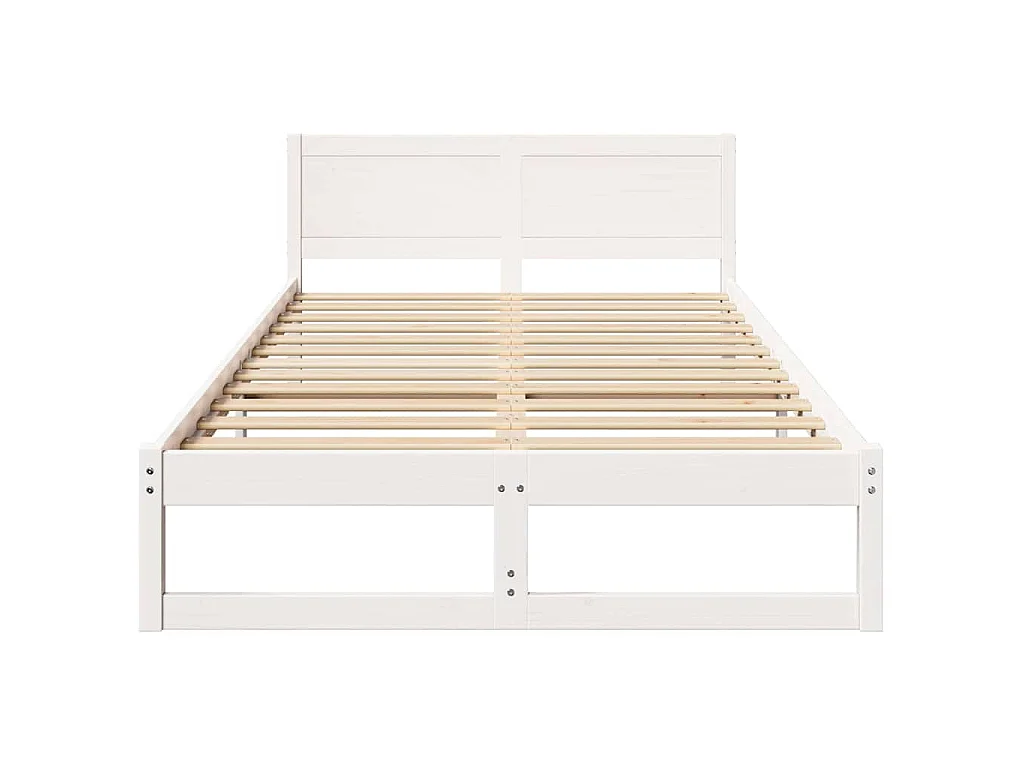 Cadre de lit avec tête de lit Blanc 135 x 190 cm Pin massif