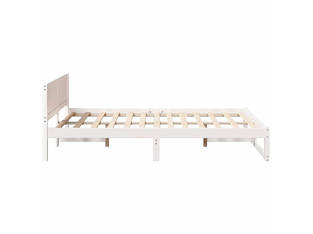 Cadre de lit avec tête de lit Blanc 135 x 190 cm Pin massif