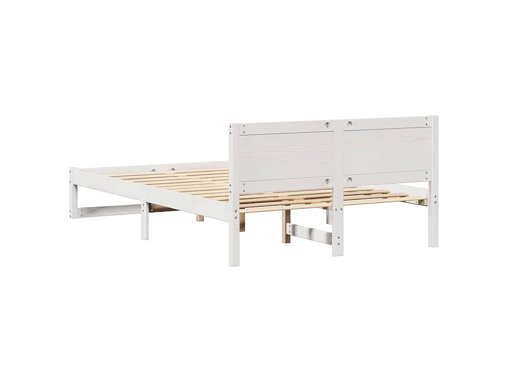 Cadre de lit avec tête de lit Blanc 135 x 190 cm Pin massif