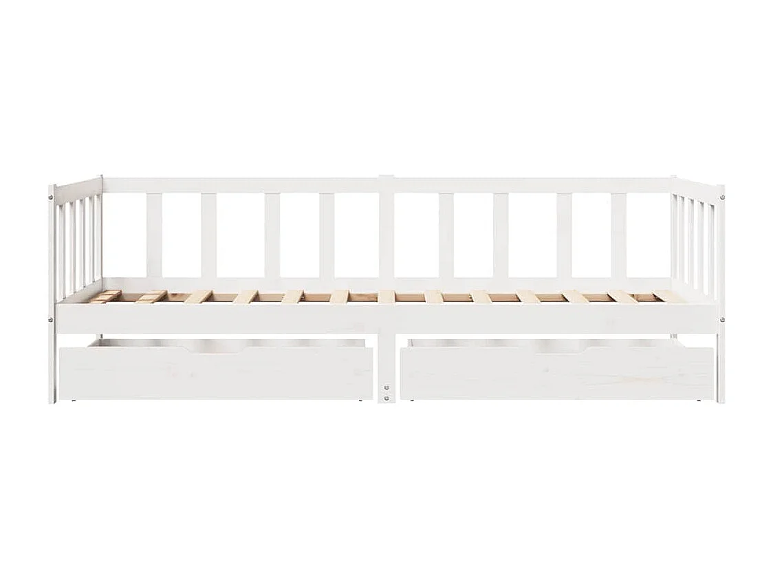Lit de jour et tiroirs sans matelas blanc 90x190 cm bois massif