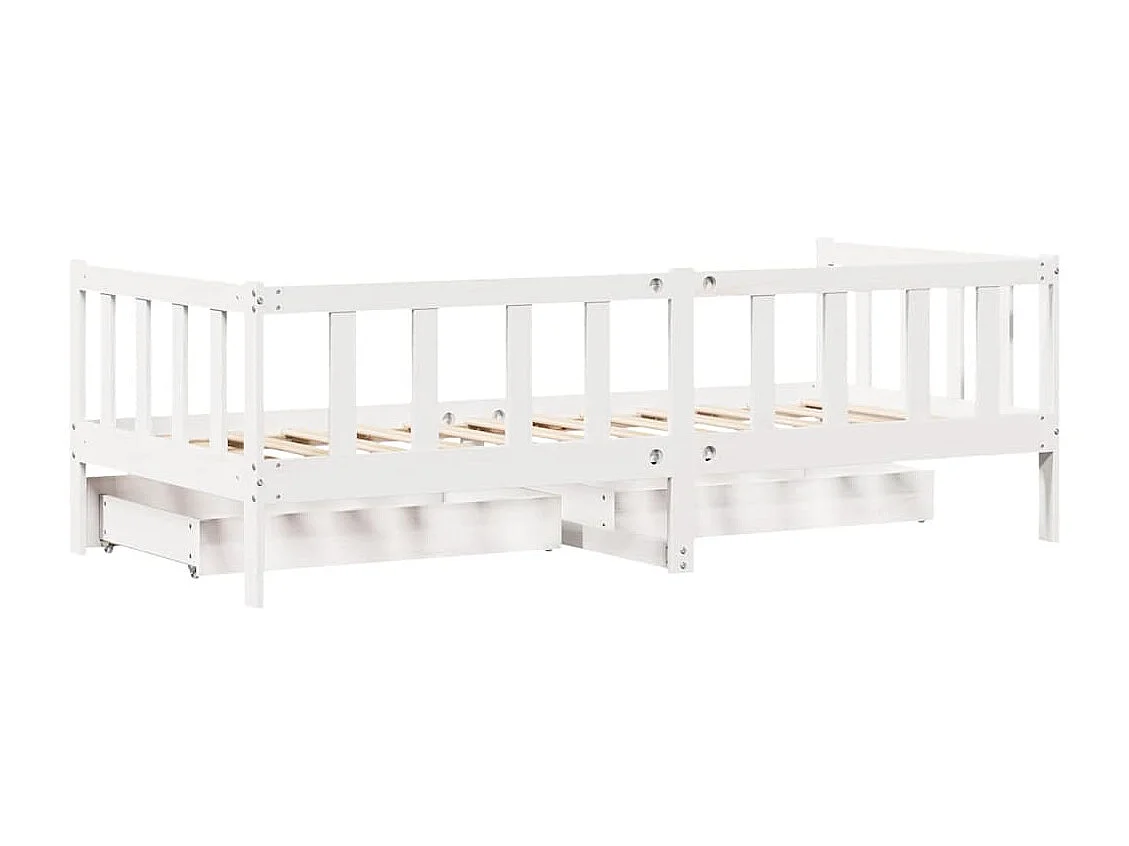 Lit de jour et tiroirs sans matelas blanc 90x190 cm bois massif