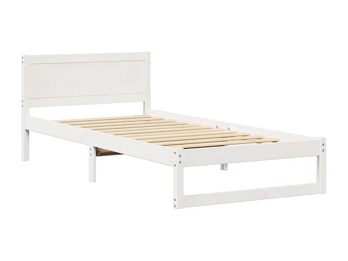 Bedframe met hoofdeinde Wit 75 x 190 cm Massief grenenhout