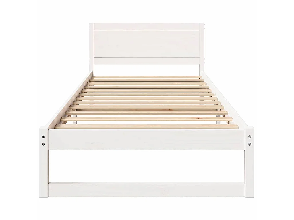 Cadre de lit avec tête de lit Blanc 75 x 190 cm Pin massif