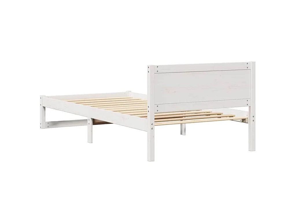 Cadre de lit avec tête de lit Blanc 75 x 190 cm Pin massif