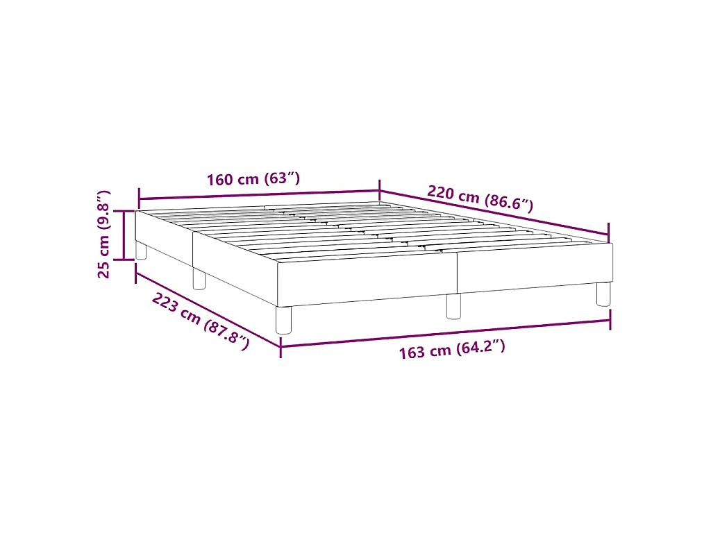 Bedframe zonder matras 160x220 cm fluweel donkergroen