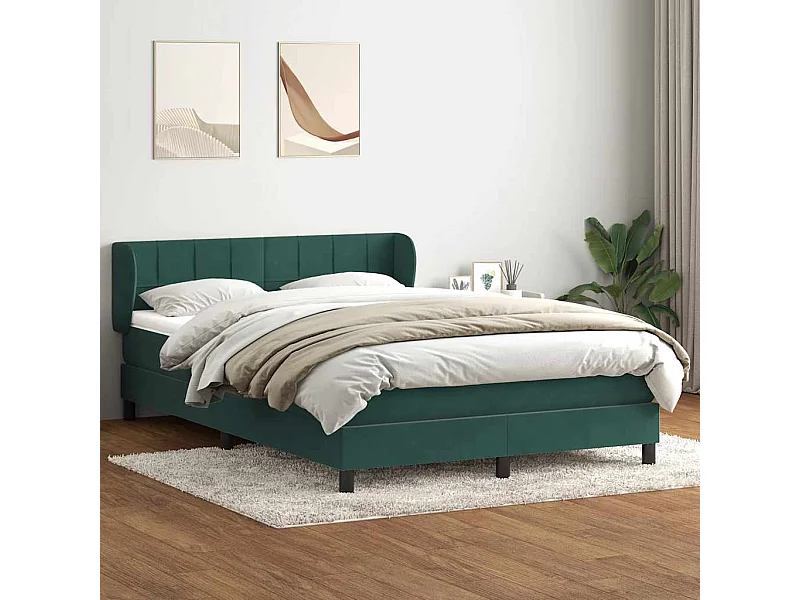 Giroletto a Molle con Materasso Verde Scuro 140x210 cm Velluto