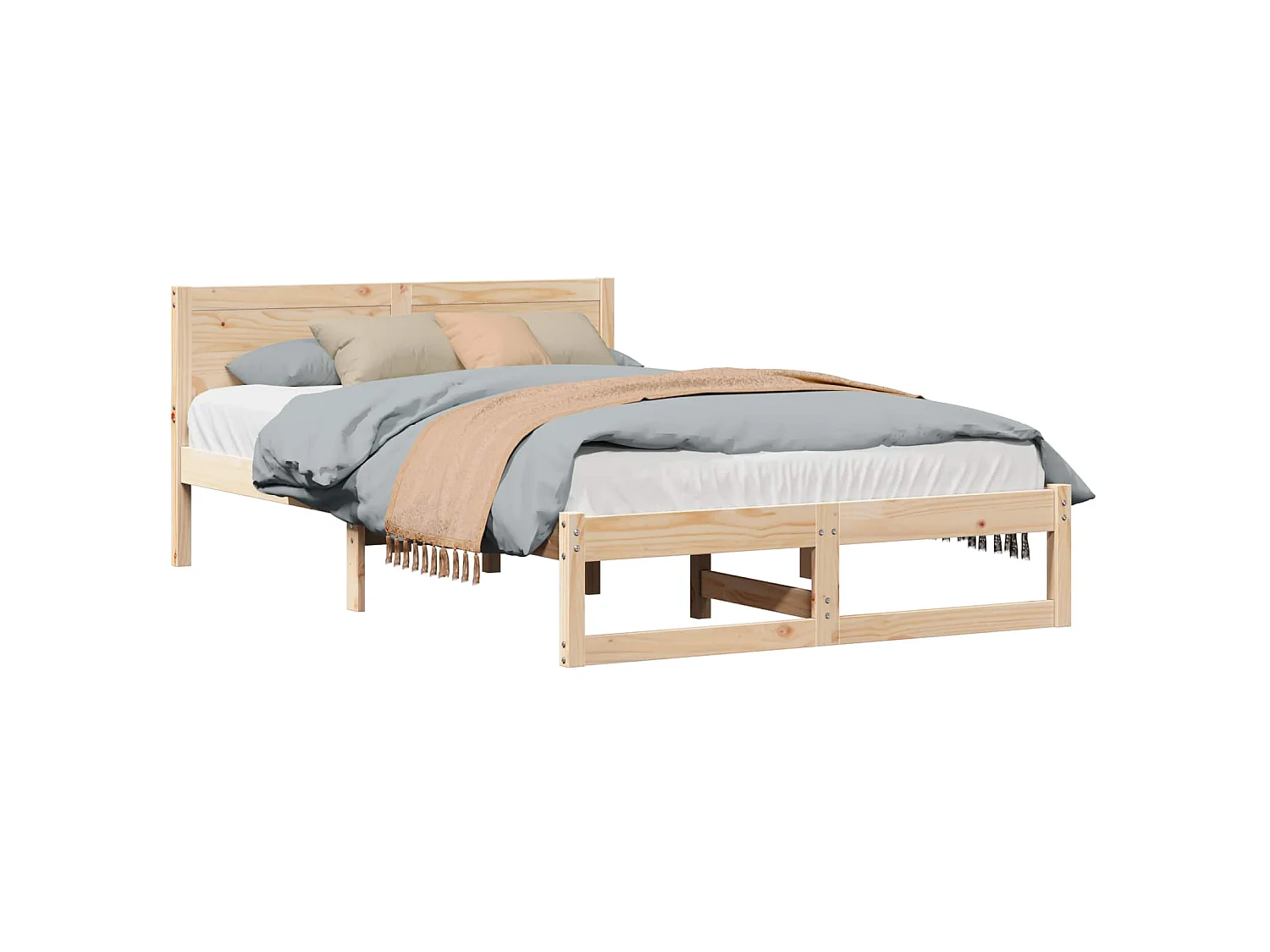 Cadre de lit avec tête de lit Naturel 140 x 190 cm Pin massif