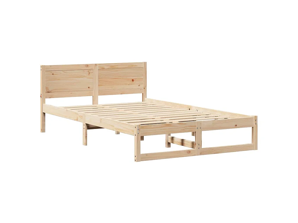 Cadre de lit avec tête de lit Naturel 140 x 190 cm Pin massif
