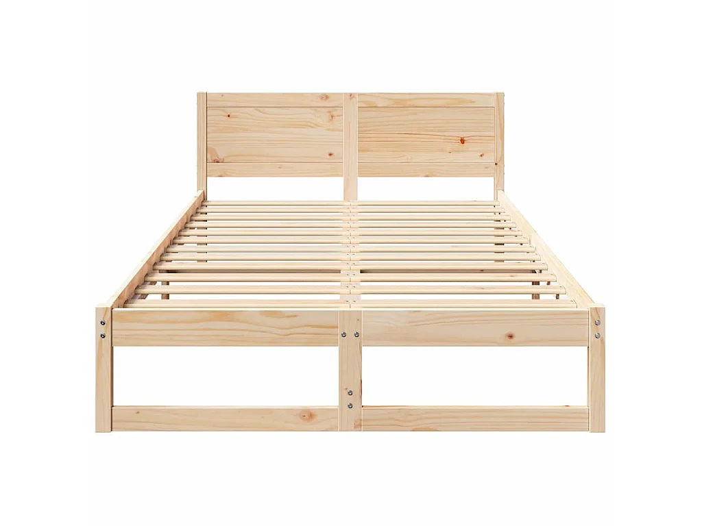 Cadre de lit avec tête de lit Naturel 140 x 190 cm Pin massif