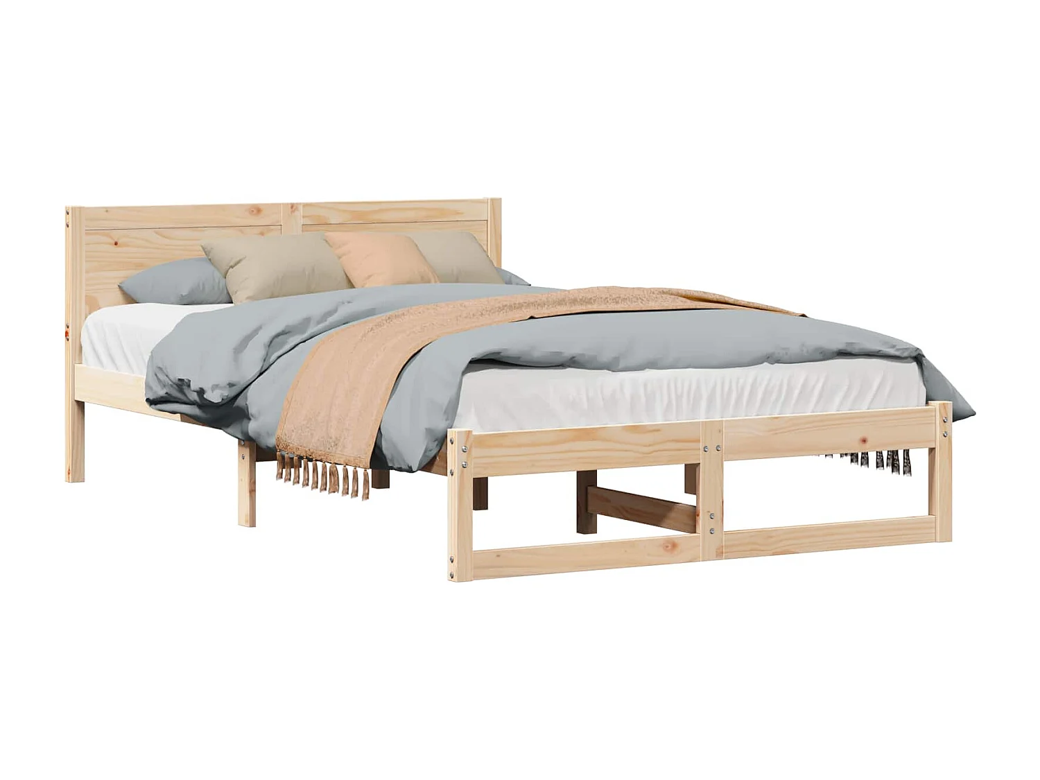 Cadre de lit avec tête de lit Naturel 135 x 190 cm Pin massif