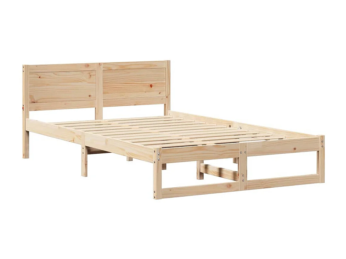 Cadre de lit avec tête de lit Naturel 135 x 190 cm Pin massif