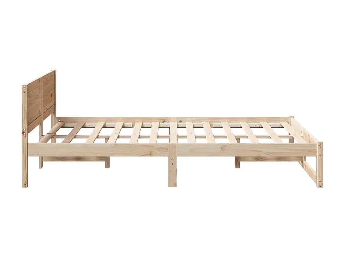 Cadre de lit avec tête de lit Naturel 135 x 190 cm Pin massif