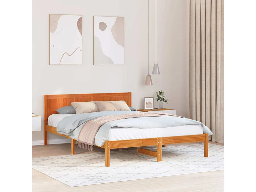 Cadre de lit Marron 150 x 200 cm Bois de pin massif