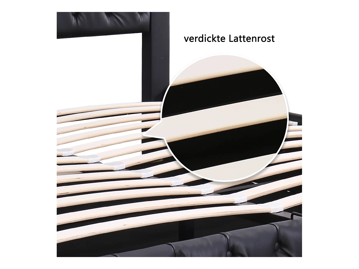 Lit 180x200 cm PU nero fonctionnel con sommier, coffre de rangement et LED multicolore