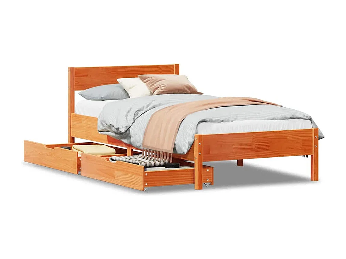 Cadre de lit sans matelas cire marron 90x200 cm bois pin massif
