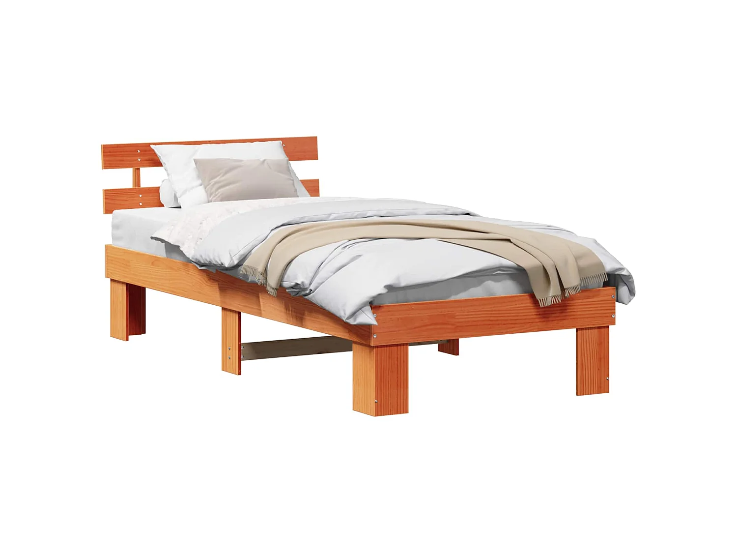 Bedframe met hoofdeinde Wasbruin 90 x 190 cm Massief grenenhout