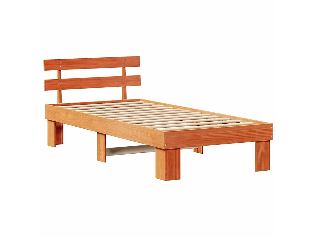 Bedframe met hoofdeinde Wasbruin 90 x 190 cm Massief grenenhout
