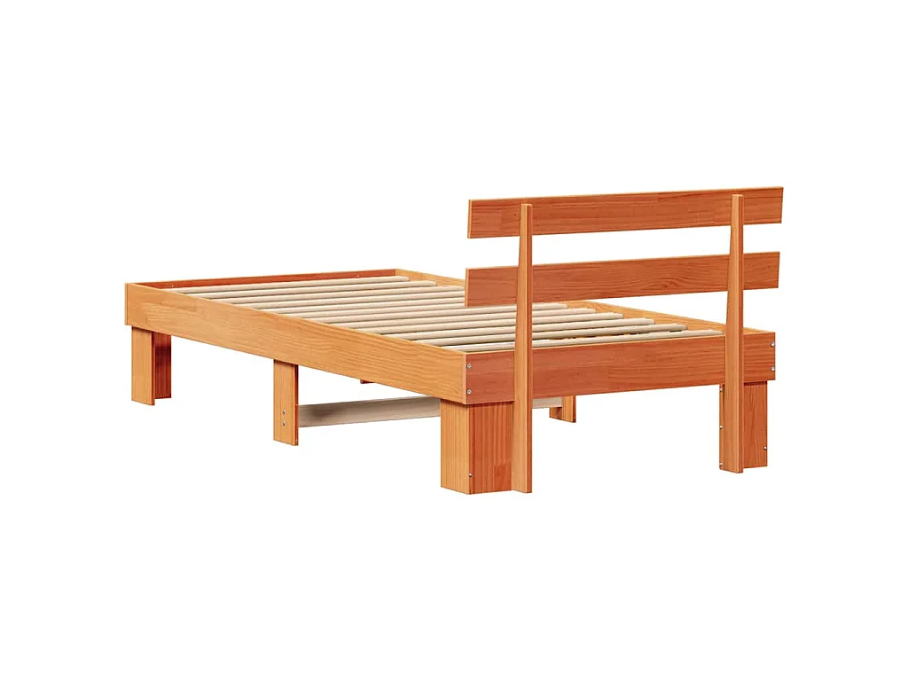 Bedframe met hoofdeinde Wasbruin 90 x 190 cm Massief grenenhout