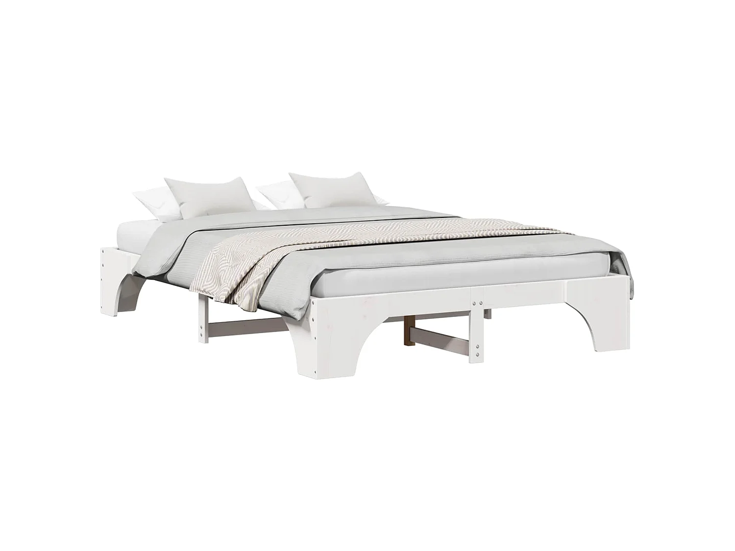 Cadre de lit Blanc 160 x 200 cm Pin massif