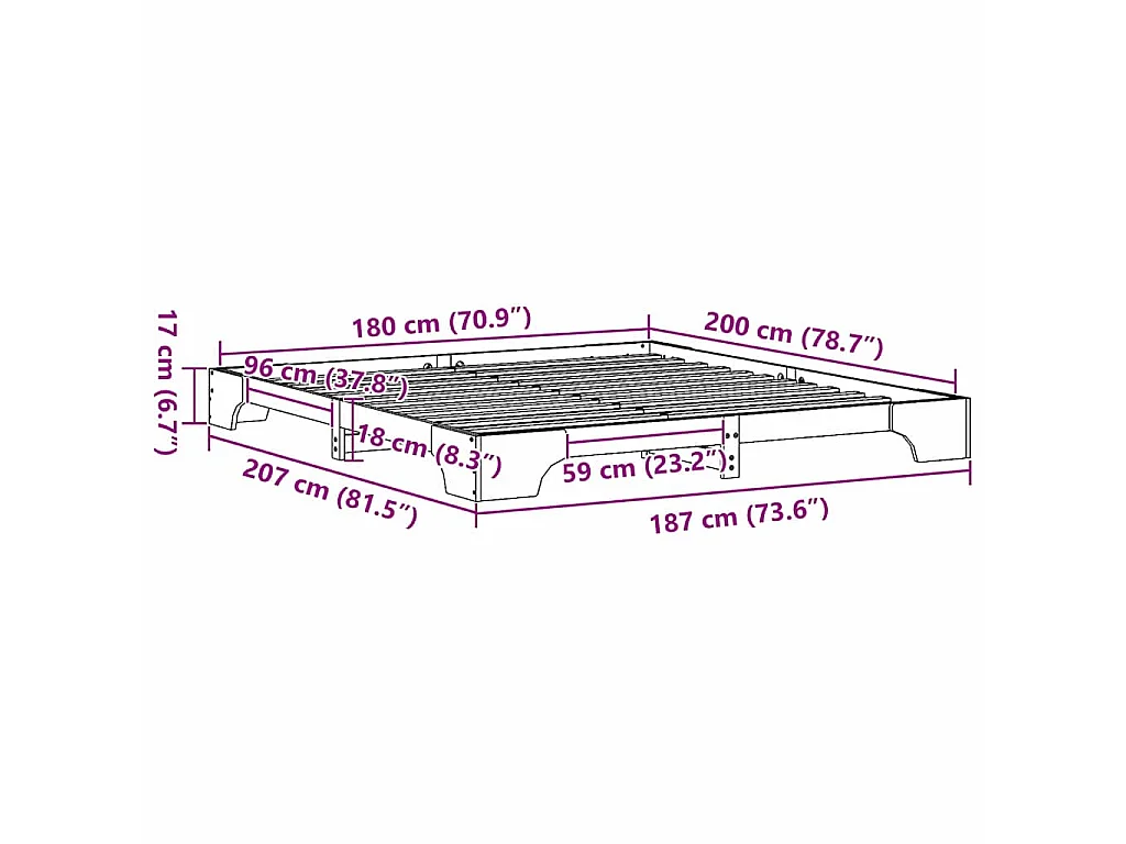Cadre de lit Blanc 180 x 200 cm Pin massif