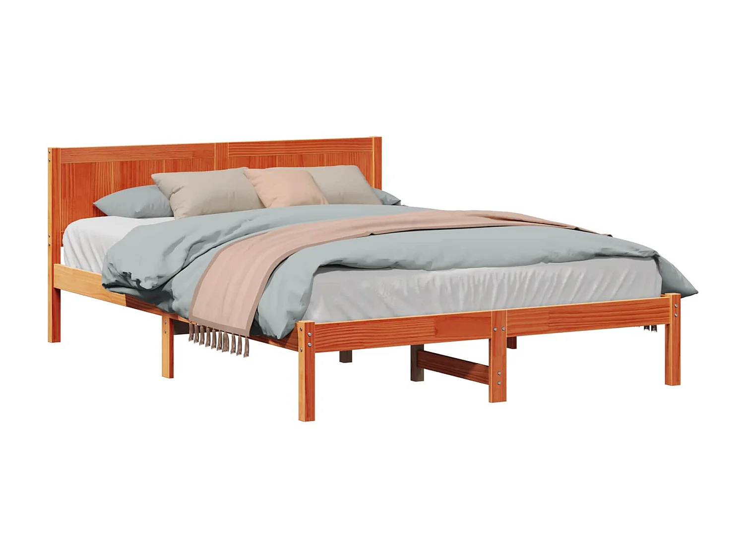 Bettgestell Braun 160 x 200 cm Massivholz Kiefer