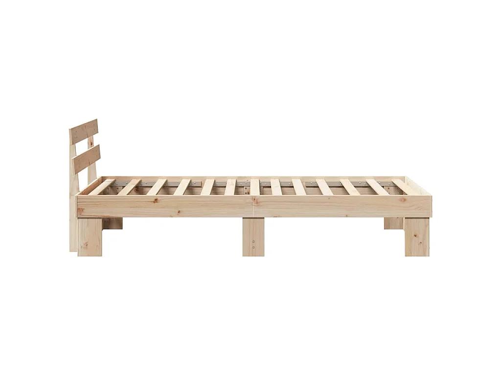 Bedframe met hoofdeinde Naturel 80 x 200 cm Massief grenenhout