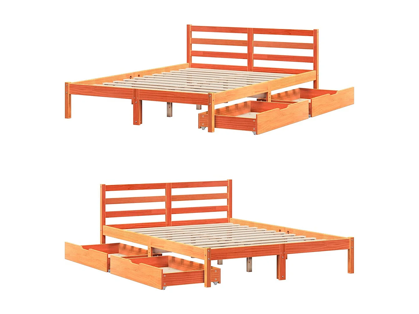 Bedframe zonder matras massief grenenhout wasbruin 150x200 cm