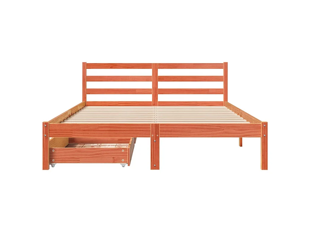 Cadre de lit sans matelas cire marron 150x200cm bois pin massif