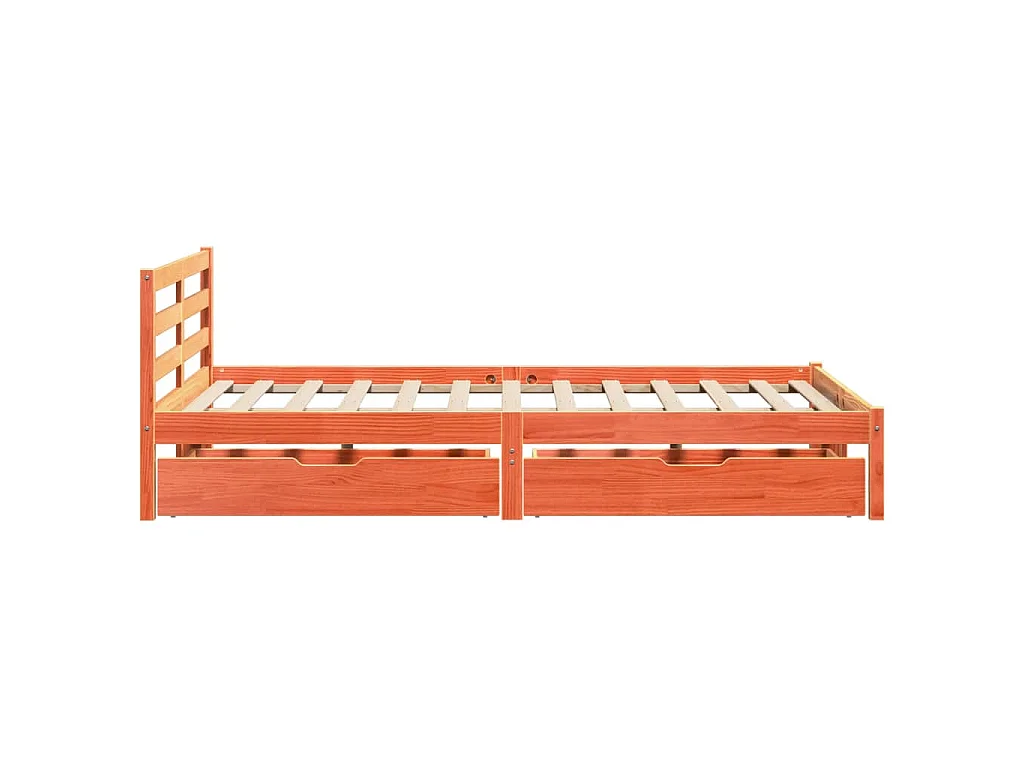 Cadre de lit sans matelas cire marron 150x200cm bois pin massif