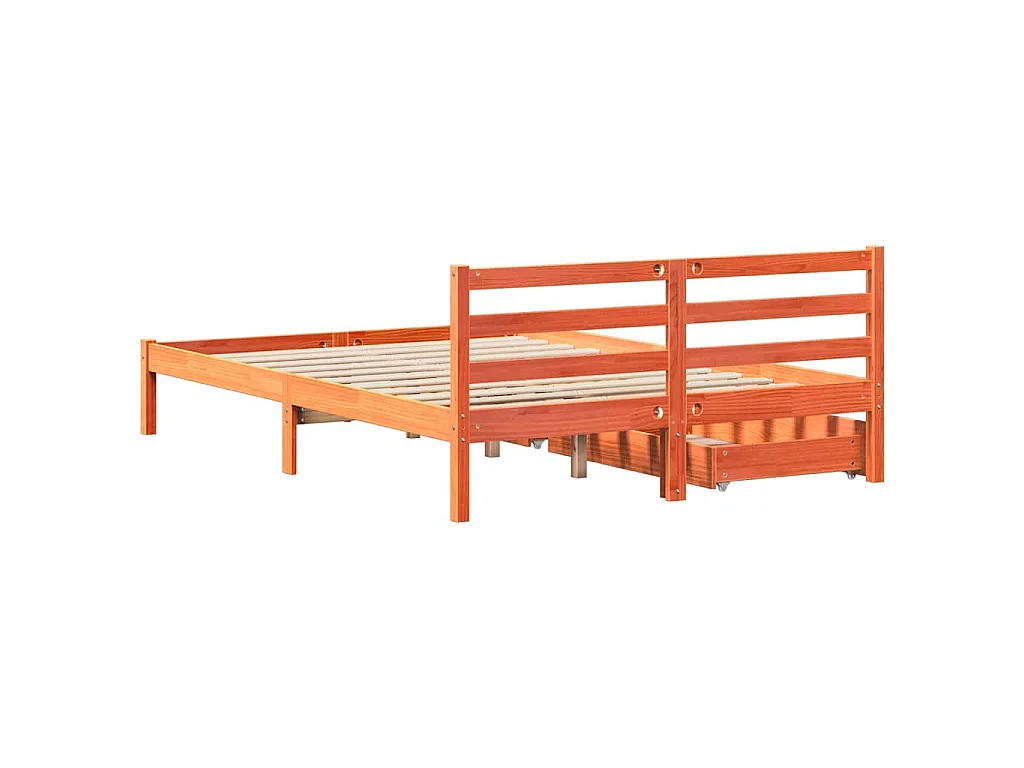 Cadre de lit sans matelas cire marron 150x200cm bois pin massif