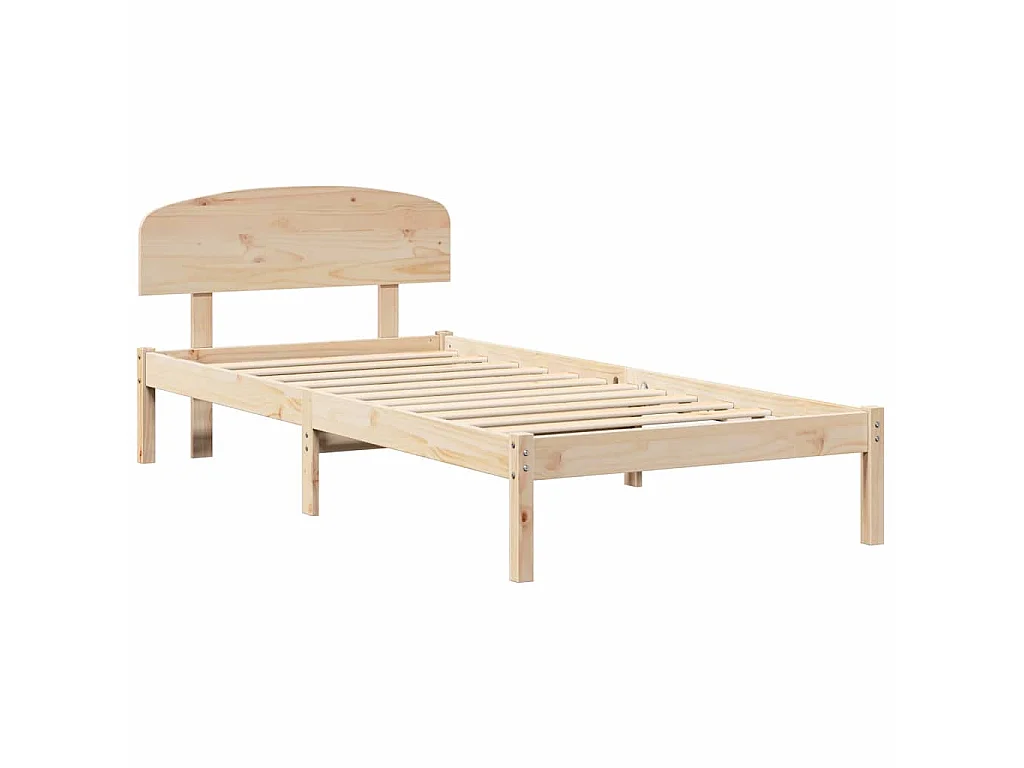 Bedframe met hoofdeinde Naturel 90 x 200 cm Massief grenenhout