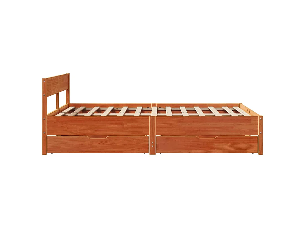 Bedframe zonder matras massief grenenhout wasbruin 140x200 cm