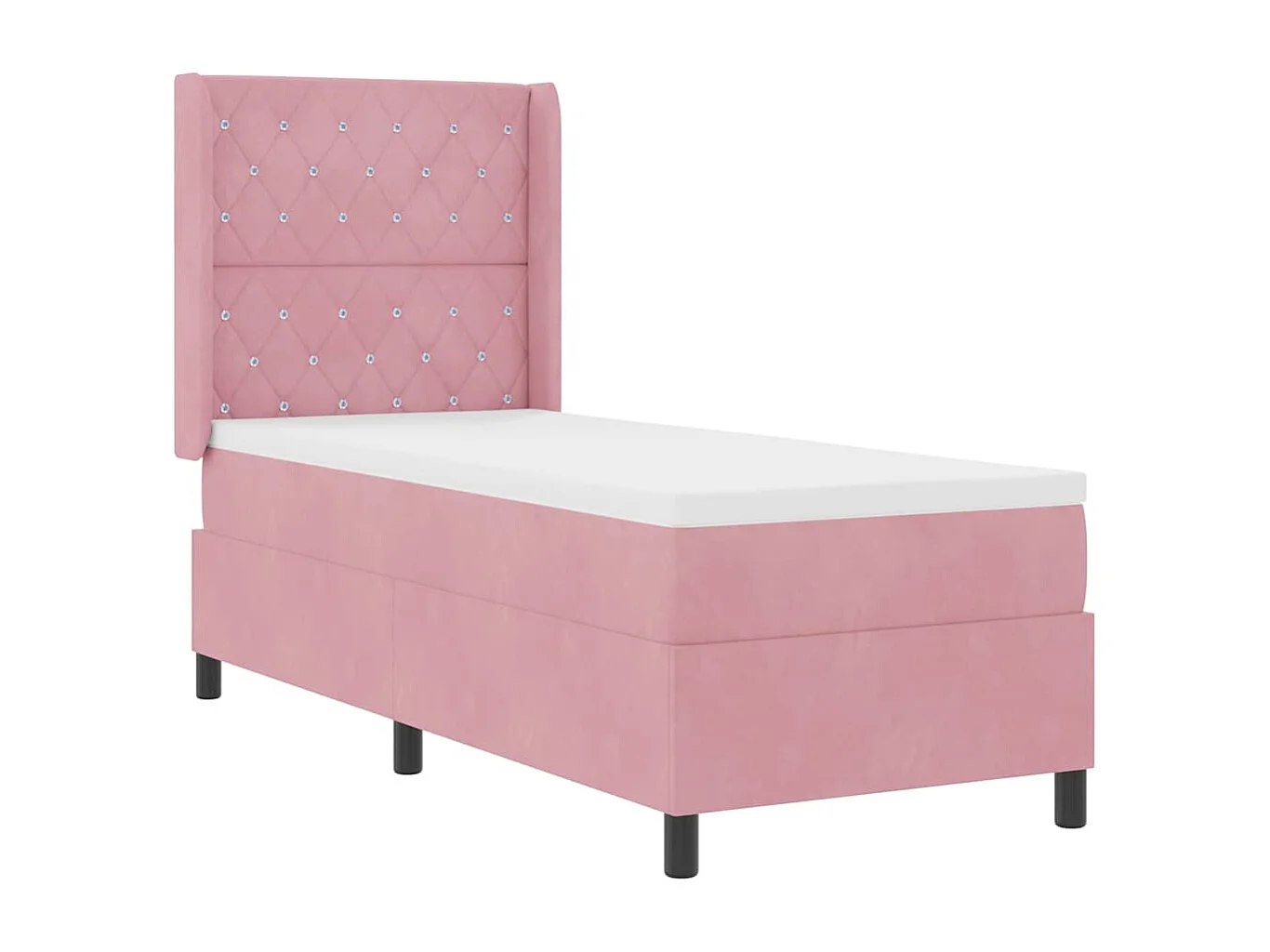 Lit à Ressorts avec Matelas LED Argyle Rose 80 x 200 cm Velours