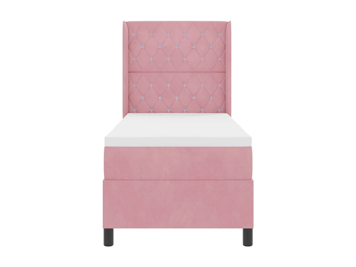 Lit à Ressorts avec Matelas LED Argyle Rose 80 x 200 cm Velours