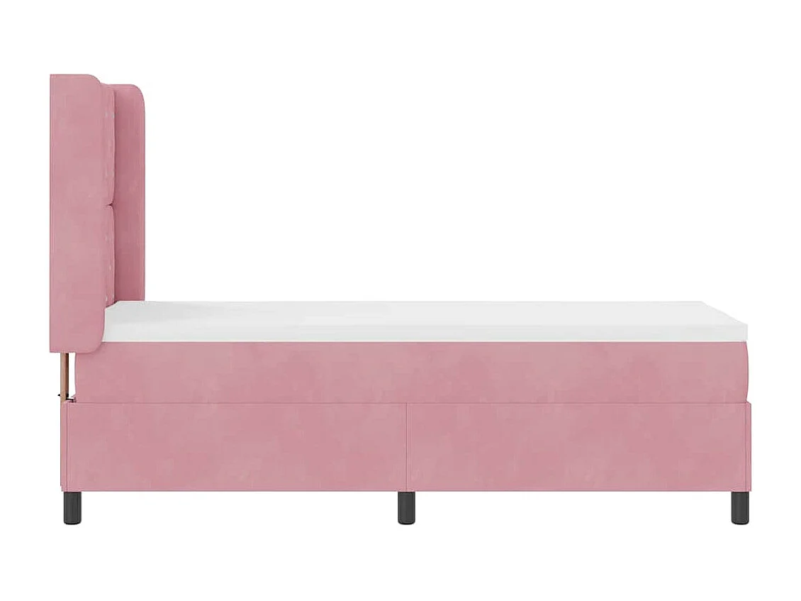 Lit à Ressorts avec Matelas LED Argyle Rose 80 x 200 cm Velours