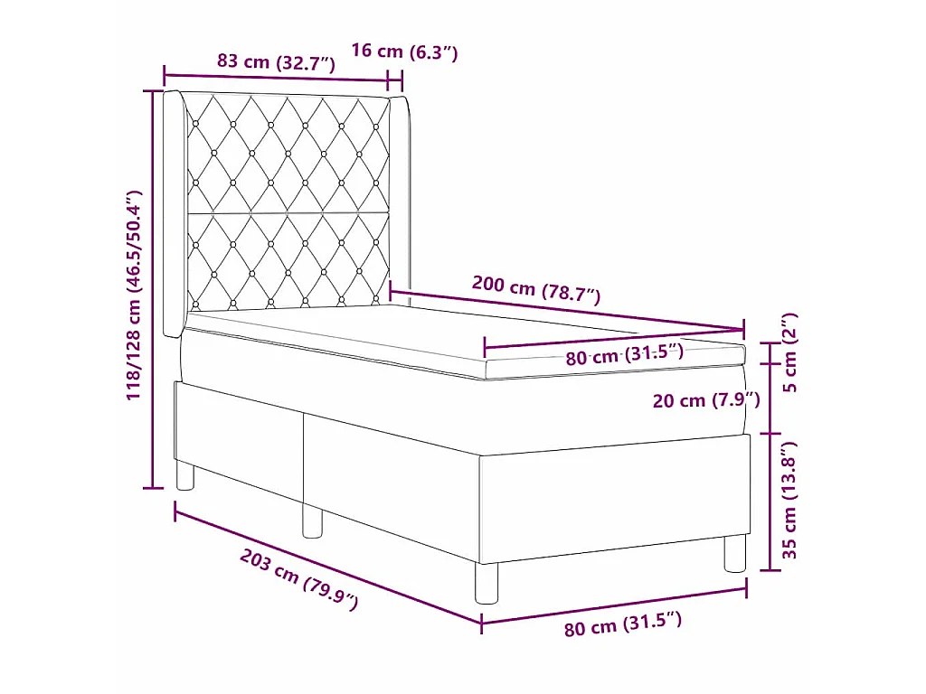 Boxspringbed met matras met LED Roze 80 x 200 cm Fluweel