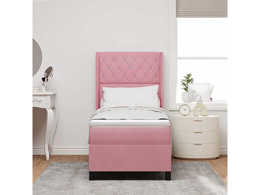 Boxspringbed met matras met LED Roze 80 x 200 cm Fluweel