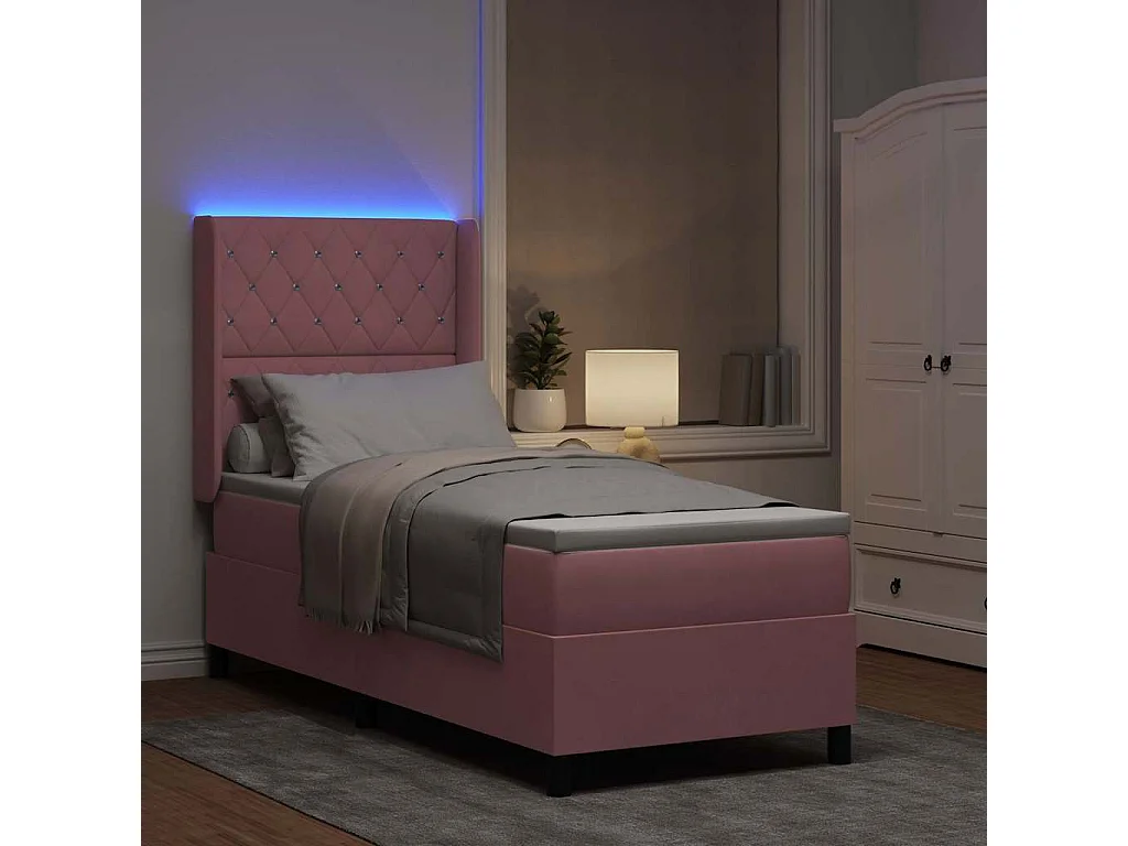 Boxspringbed met matras met LED Roze 80 x 200 cm Fluweel