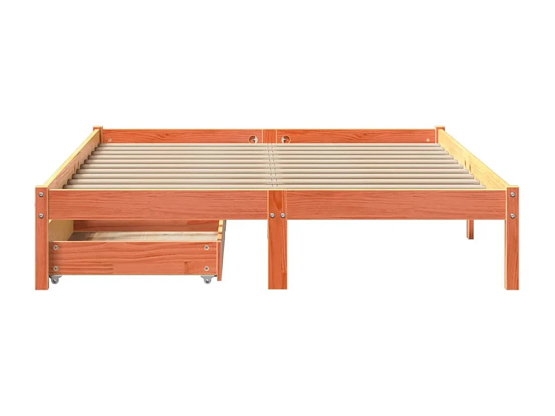 Bedframe zonder matras massief grenenhout wasbruin 140x200 cm