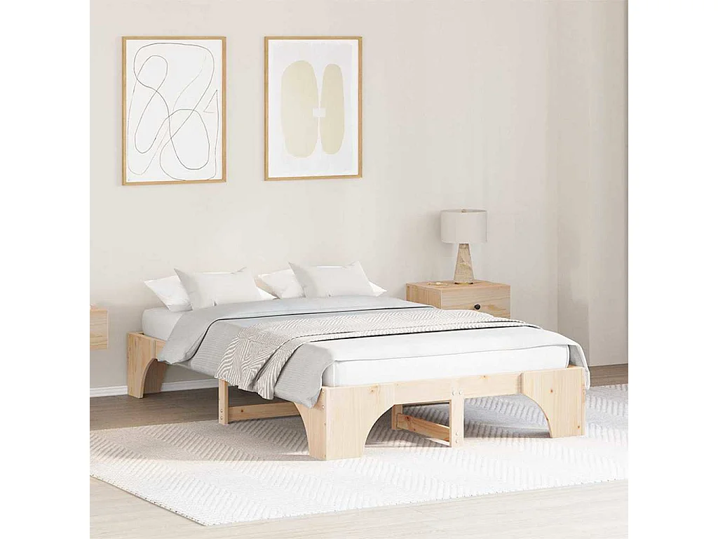 Cadre de lit Naturel 135 x 190 cm Pin massif