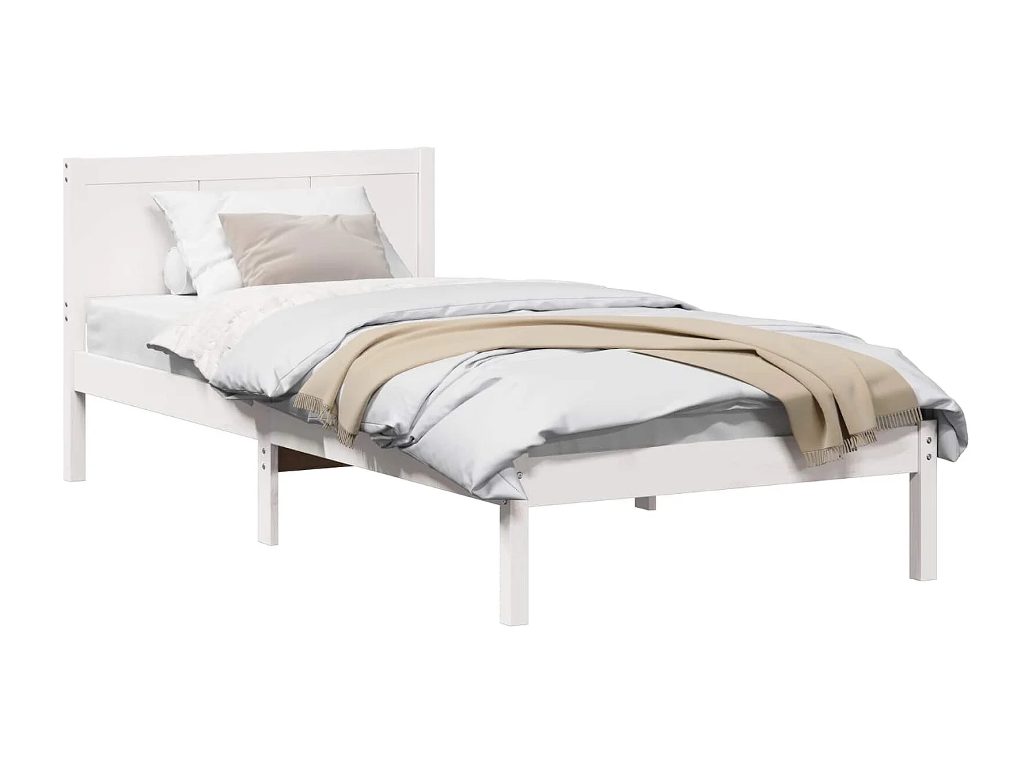 Estrutura da Cama Branco 75 x 190 cm Madeira de pinho maciça