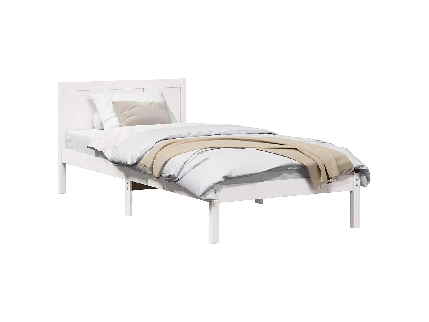 Cadre de lit Blanc 75 x 190 cm Bois de pin massif