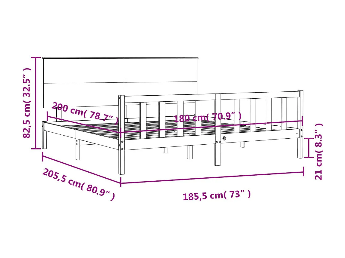 Cadre de lit sans matelas bois massif de pin