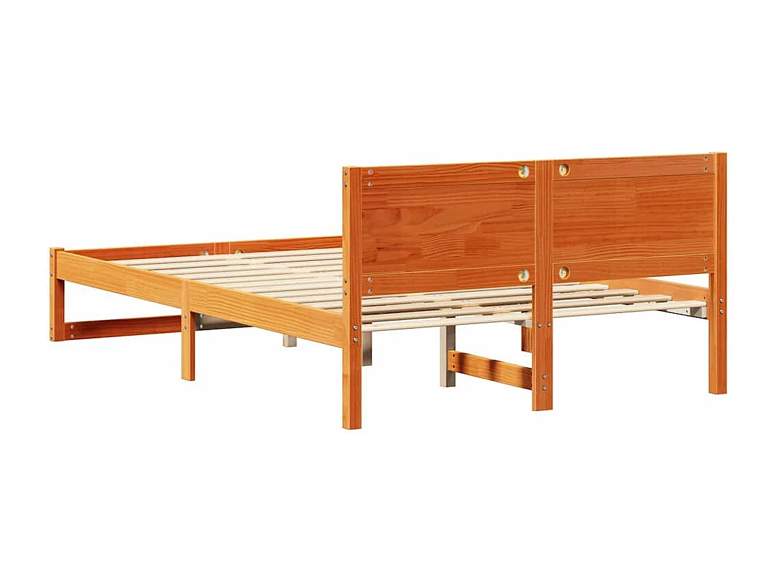 Bettrahmen Wachsbraun 140 x 190 cm Massives Kiefernholz
